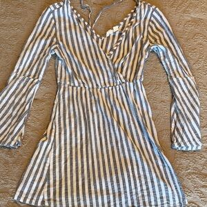 Roxy Striped Long Sleeve Wrap Dress